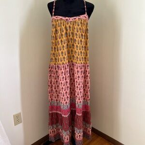 Knox Rose XL Bohemian Floral Maxi Dress - Pink and Yellow